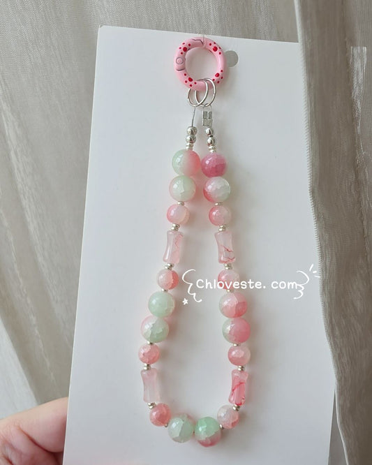 SHW phone strap ( green + pink theme )
