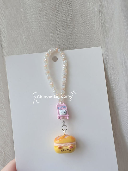 Kitty cream bun keychain