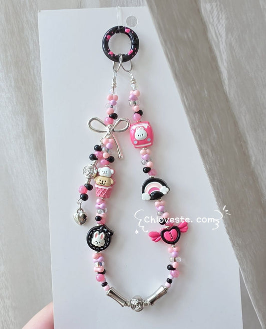 Thin metal beads phone strap